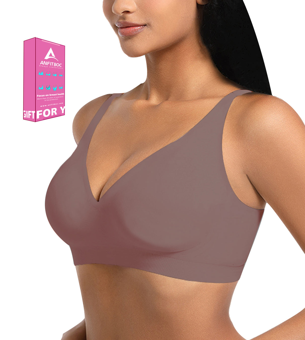 Seamless Bra Deep V Bras for Women No Underwire Wire Free Comfort Wireless Plunge T Shirt Bra Softly Padded with Extender